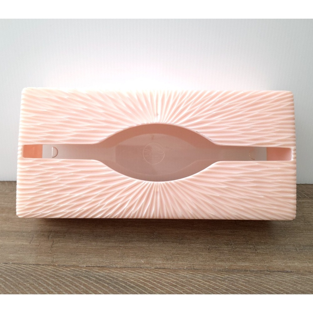Vintage 1960s Pink Celebrity Tissue Box Holder Starburst Acrylic Lucite Plastic